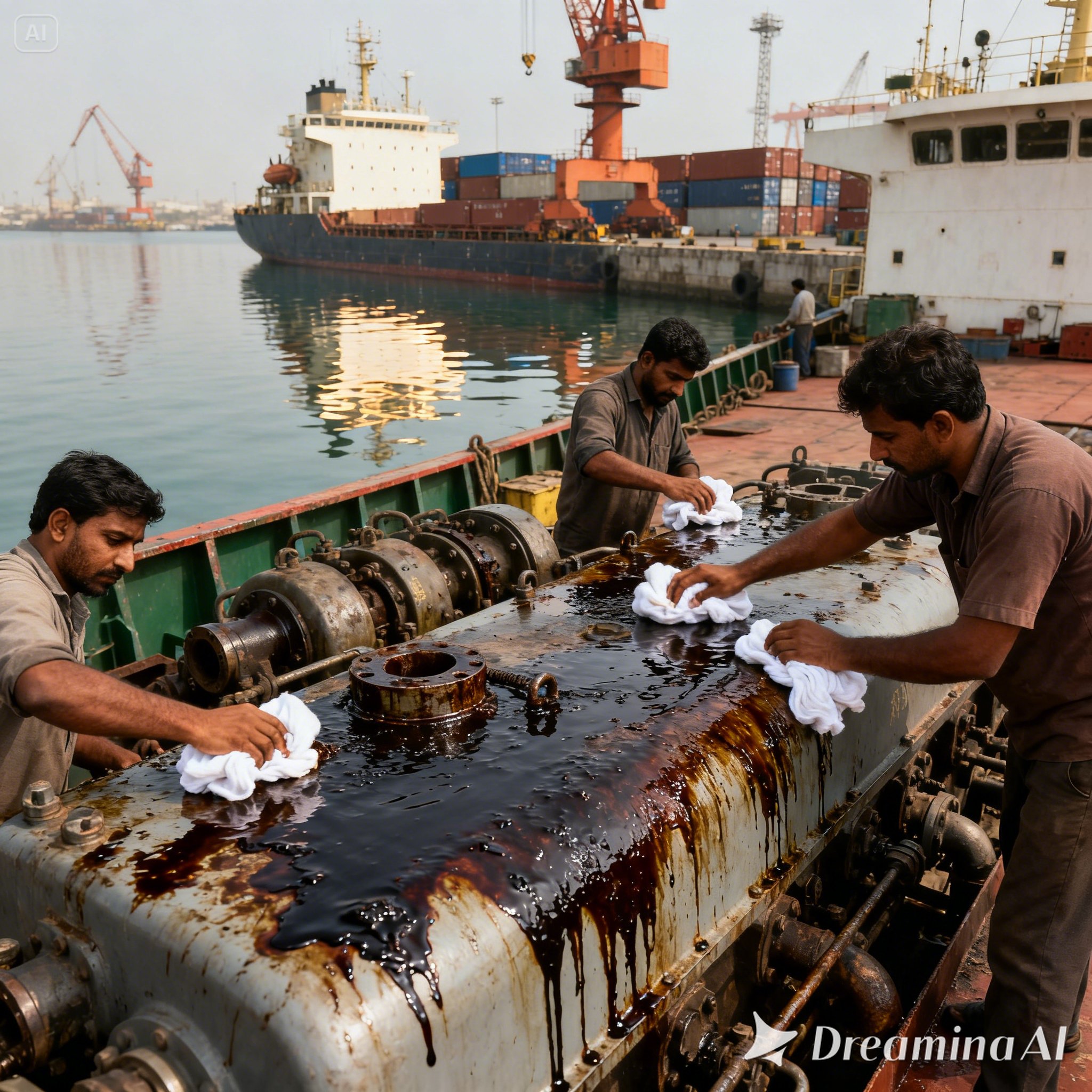 Marine Cleaning in Action Cotton Rags for Ships and Ports